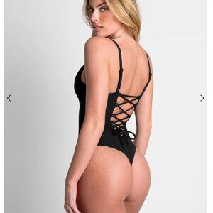 TA3 Plungey Thong One Piece | Regular/Long 3X Black High Cut Adjustable Cinching